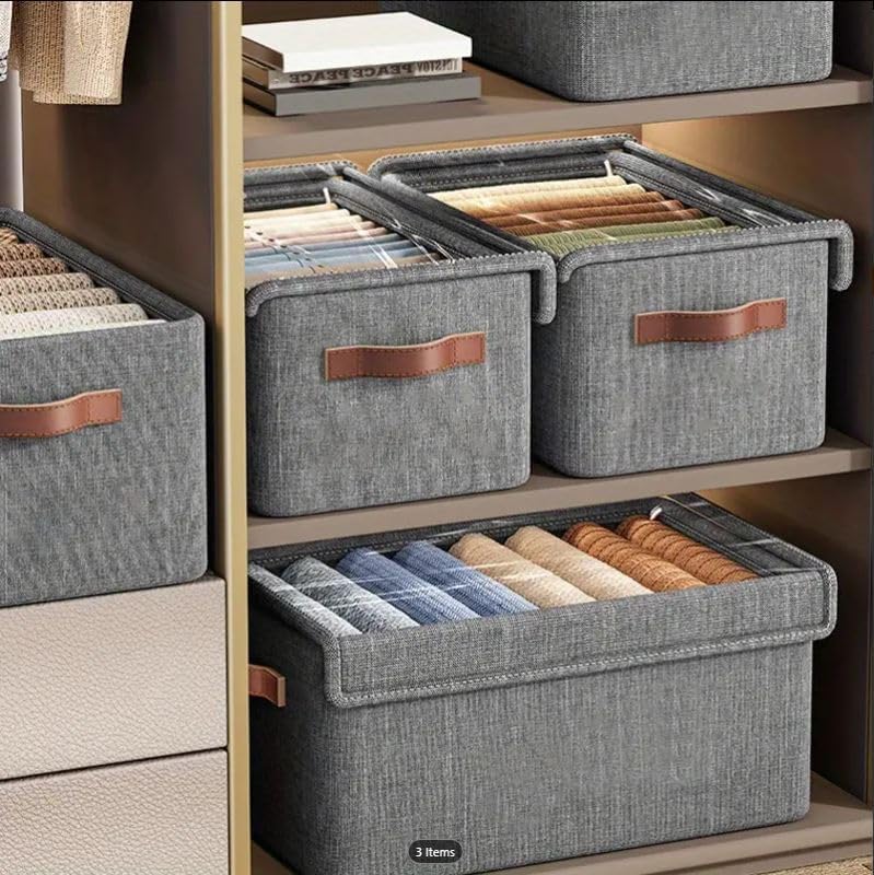 Fabric Storage Bins With Lids X 3