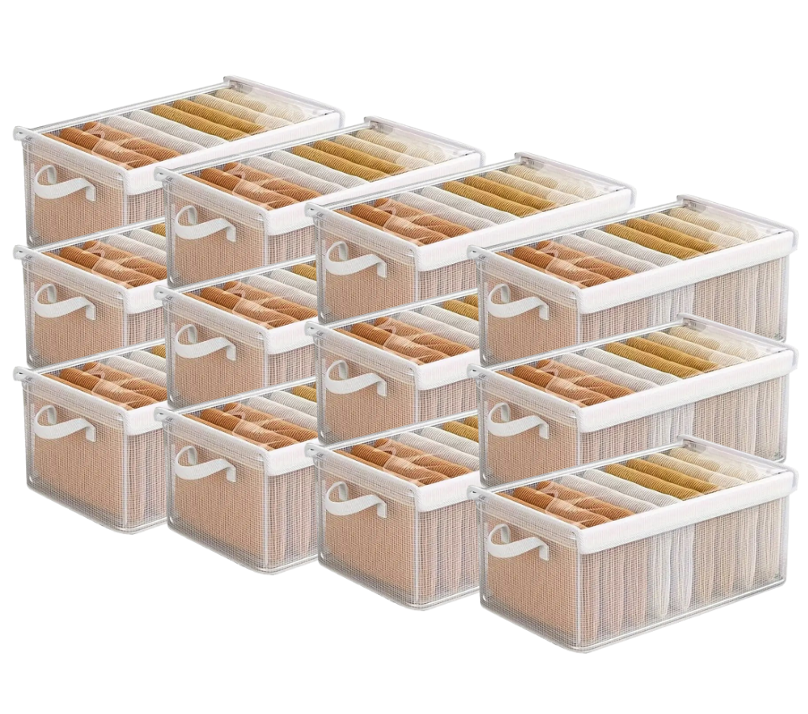 Transparent Storage Bins With Lids (Pack of 3, 6, 9, 12)